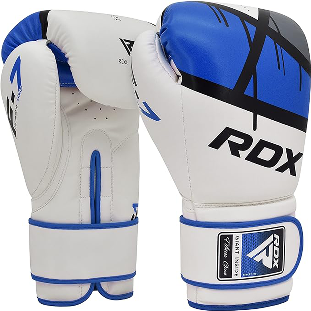 RDX, F7 Boxing Gloves. White and Blue - Buds Fitness