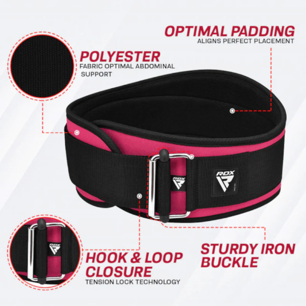 RDX Pink Weight Lifting belt with key features