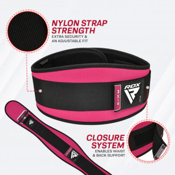 RDX Pink Weight Lifting belt with key features