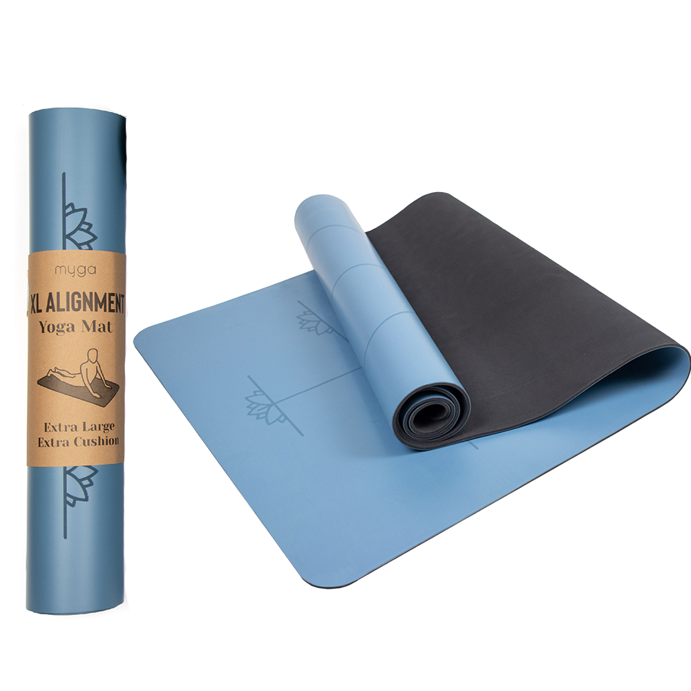 Myga, Extra Large Yoga Alignment Mat - Blue - Buds Fitness