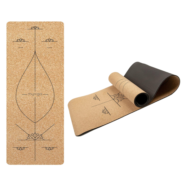 Myga, Extra Large Yoga Alignment Mat Cork Buds Fitness