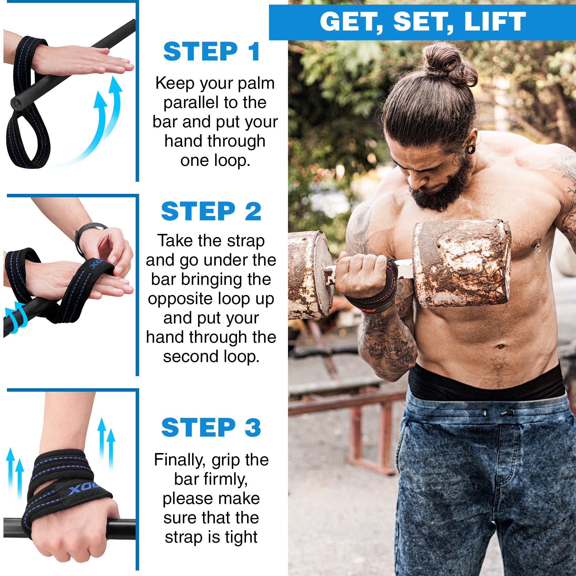 RDX, Figure of 8 lifting strap Buds Fitness