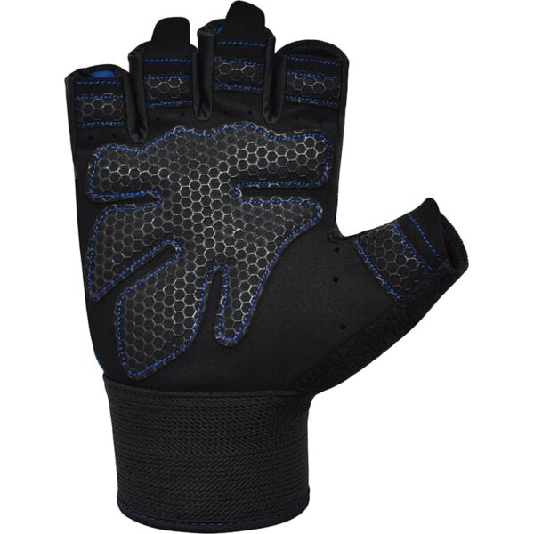 RDX, W1 Blue Open-Finger Weightlifting Gloves - Medium