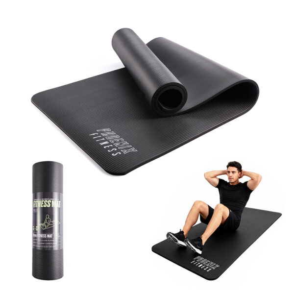 Phoenix Fitness black NBR exercise mat with extra thick, anti-slip and surface protection features