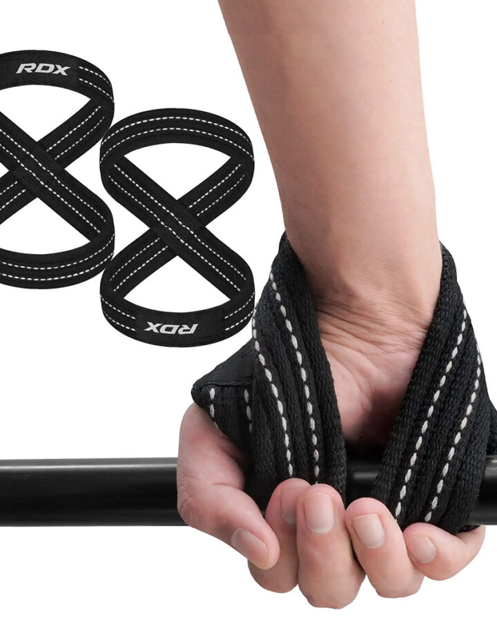 Black Figure Of 8 straps with white stitching