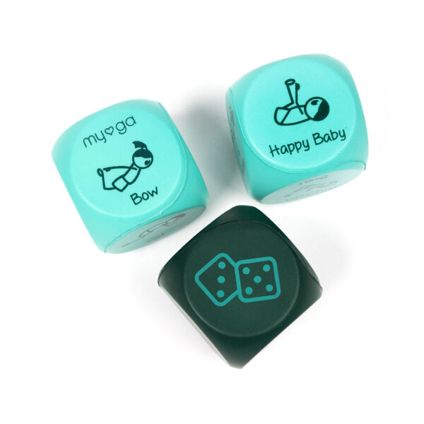 All three yoga dice within the childrens yoga set by Myga
