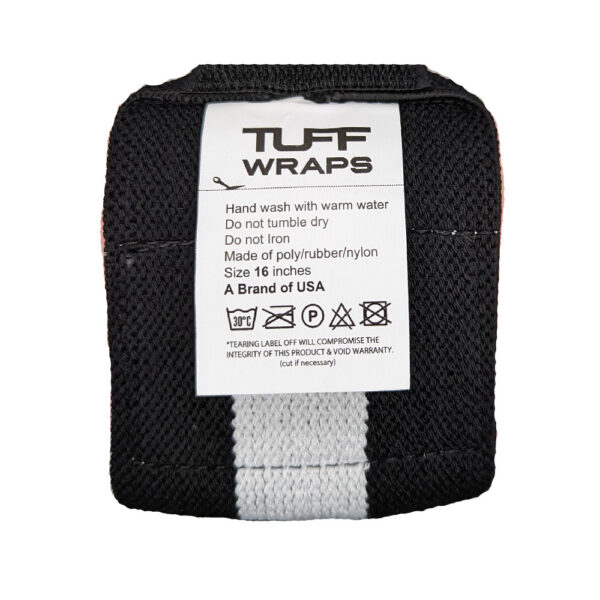 Tuff Wraps - Black and White. Buds Fitness shot. Size and product care instructions