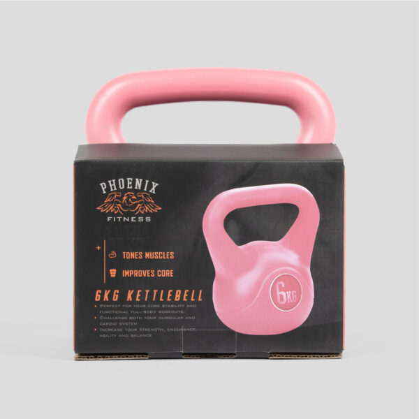 Boxed image of the 6kg Pink Kettlebell from Phoenix Fitness