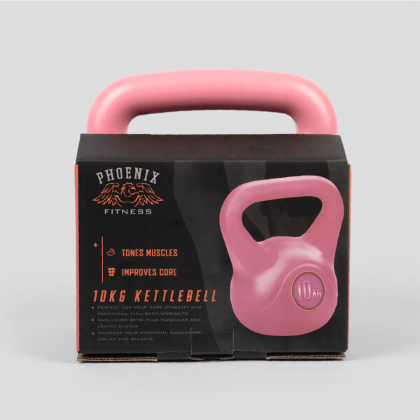 Boxed image of the 10kg Pink Kettlebell from Phoenix Fitness