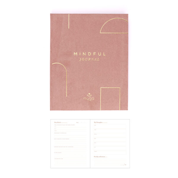 Pink Myga mindfulness journal with weekly reflection pages
