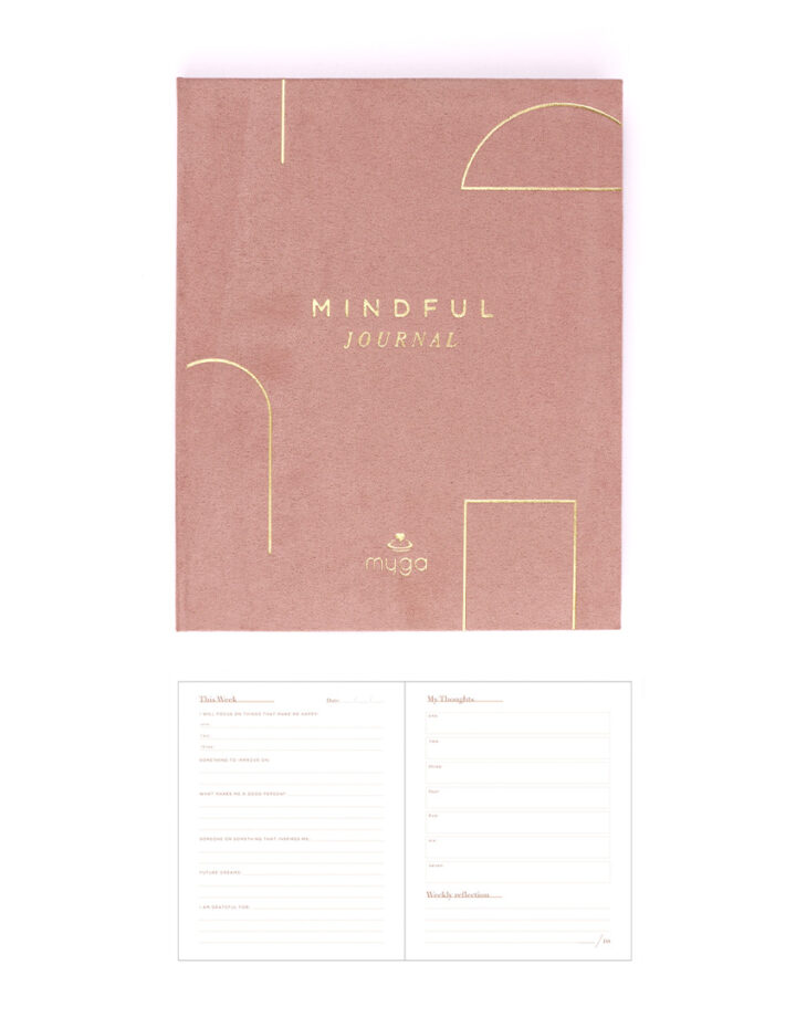 Pink Myga mindfulness journal with weekly reflection pages