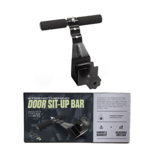 Door sit up bar with packaging for ab workouts at home.
