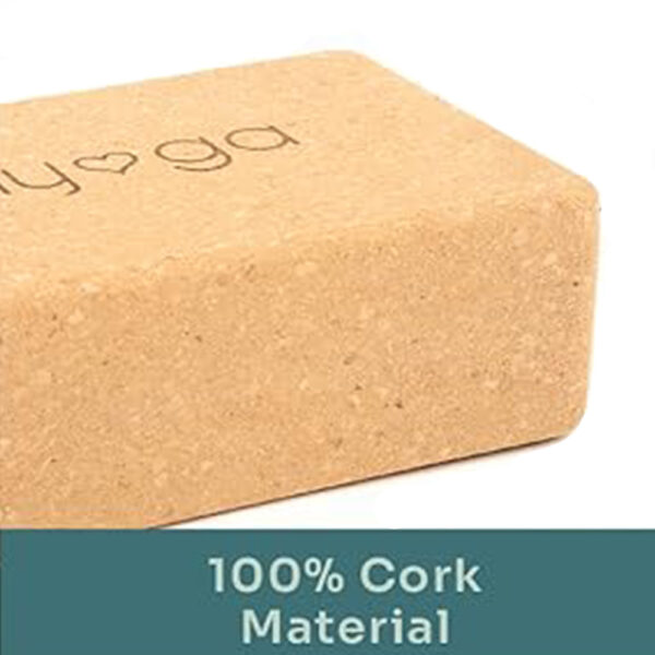 Eco Conscious Cork Yoga Block by Myga. Image shows that the product is 100% cork
