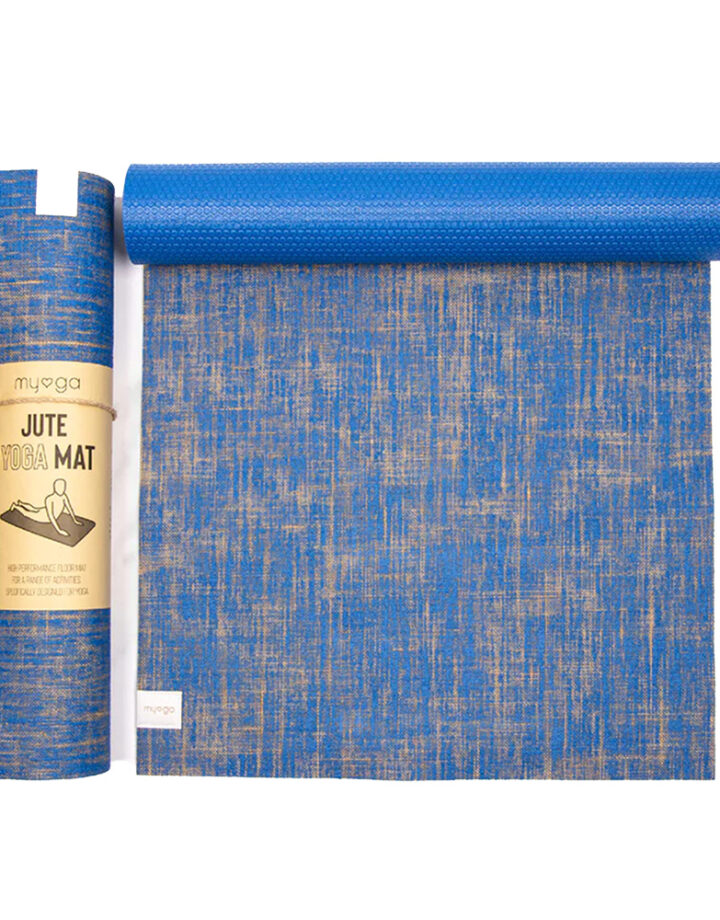 Environmentally Friendly Jute Yoga Mat in Royal Blue