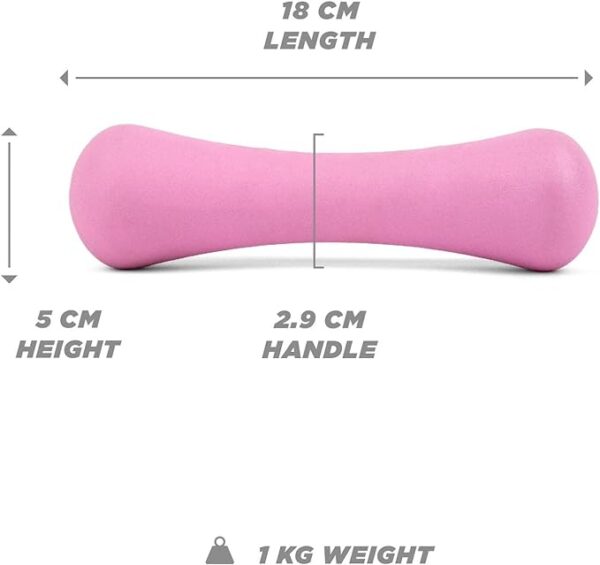 Pink Neoprene Ergonomic Bone Design 1kg Dumbbell Dimensions