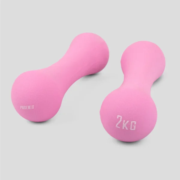 Pink Neoprene Ergonomic Bone Design Pair Of 2kg Dumbbell