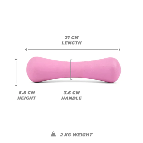 Pink Neoprene Ergonomic Bone Design 2kg Dumbbell Dimensions