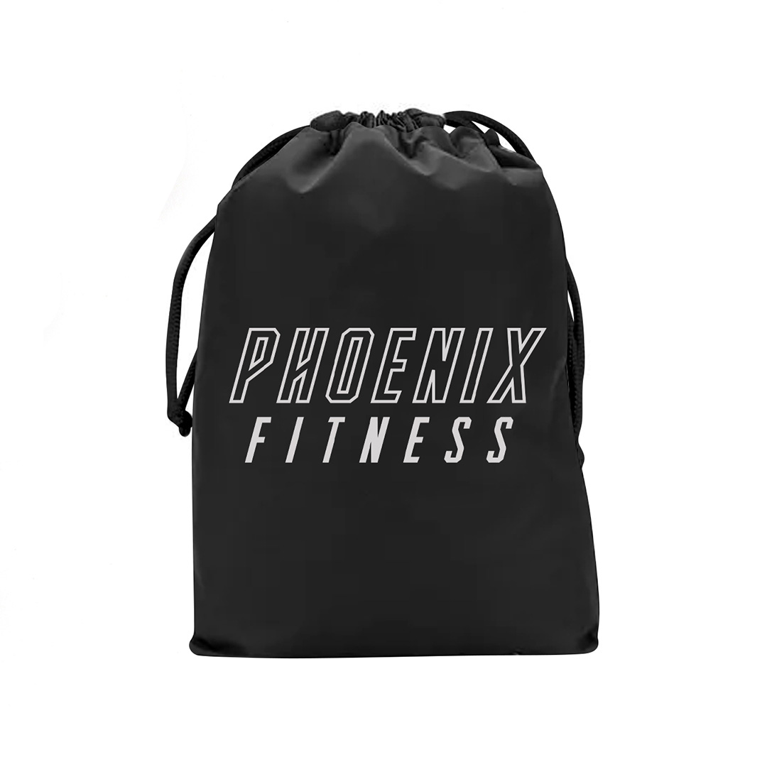 Black Phoenix Fitness drawstring storage bag for the five-piece grip starter kit.