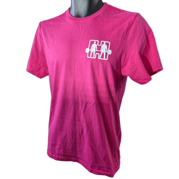 Together We Lift Pink T shirt, stood with shadow