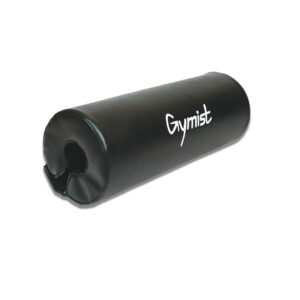 Gymist leather-finished barbell pad on Olympic bar – best gym barbell pad for squats and hip thrusts