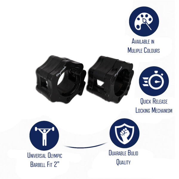 Key features of the Quick Release Olympic Barbell Collars by Gymist