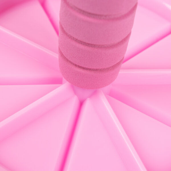 Pink Ab Roller - Close up on the foam handle where it meets the ab wheel