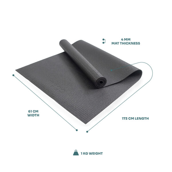 The size and dimensions of the black yoga mat