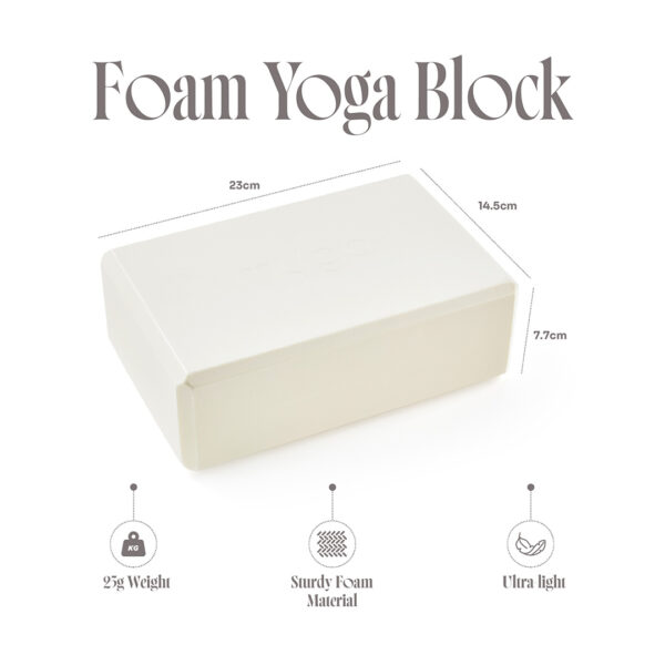 Cream Yoga block dimensions 23 x 14.5 x 7.7cm