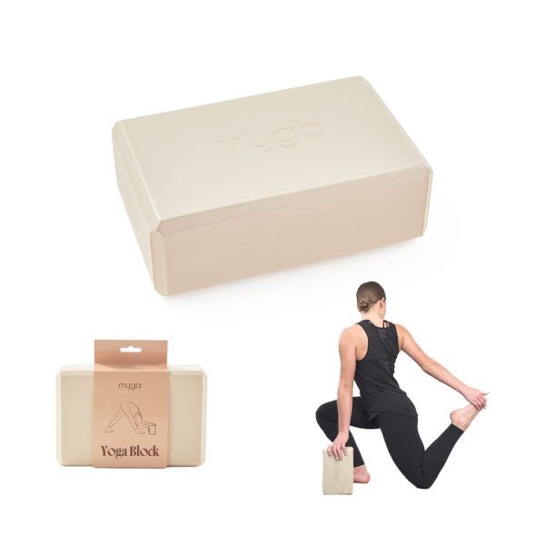 Sand yoga block for yoga beginners on practice mat
