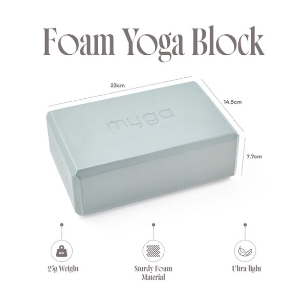 Lightweight Teal Yoga block dimensions 23 x 14.5 x 7.7cm