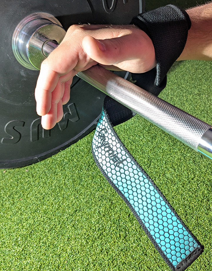 Gymist Deadlift Straps being wrapped around the barbell at Buds Fitness in Sawtry