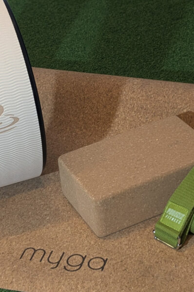 Image includes yoga wheel - yoga block - yoga straps and cork yoga mat