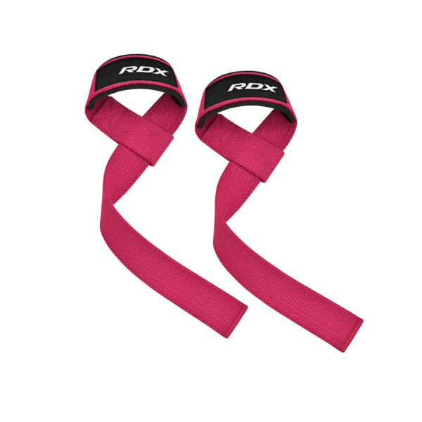 Pink Weightlifting Straps by RDX. With Neoprene Cuff Support