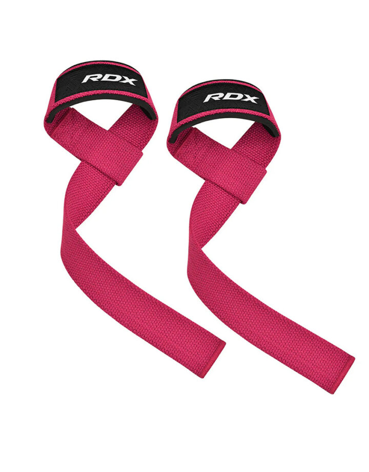 Pink Weightlifting Straps by RDX. With Neoprene Cuff Support