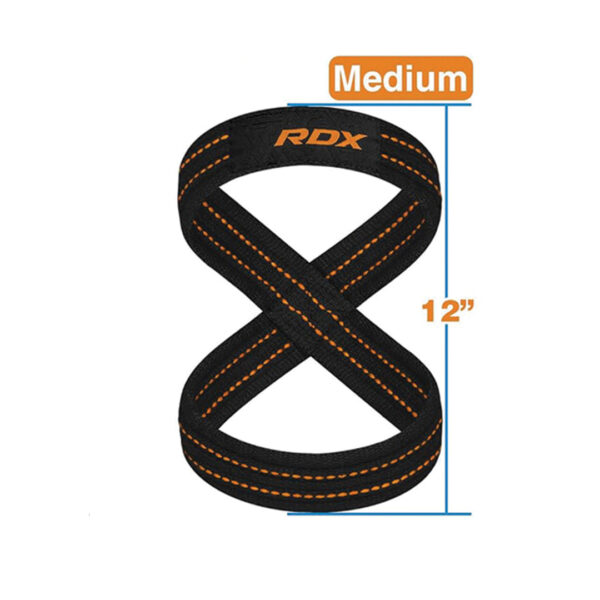 Black Medium 12" Figure 8 Strap by RDX with Orange Stitching