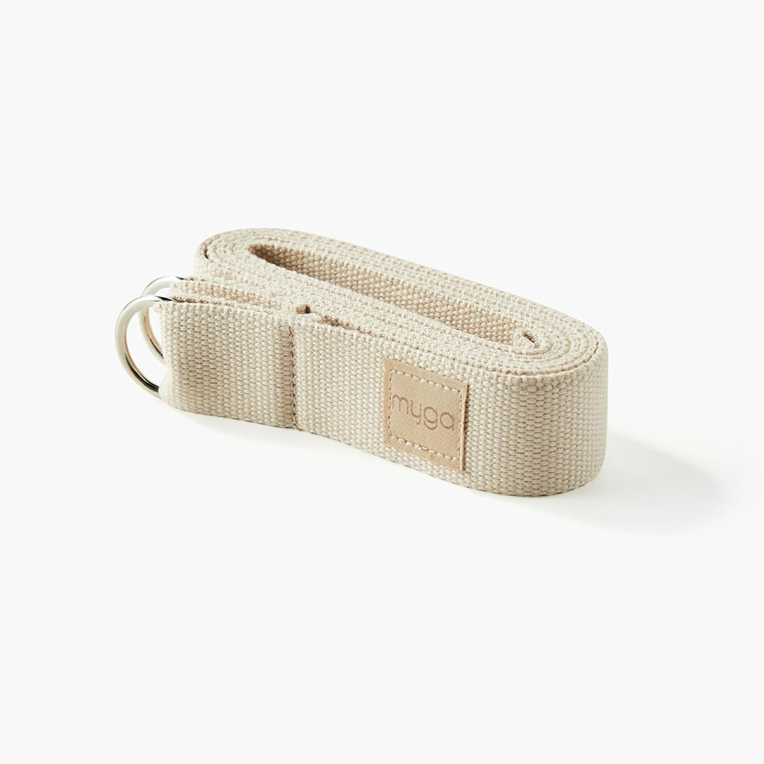 Sand coloured yoga strap