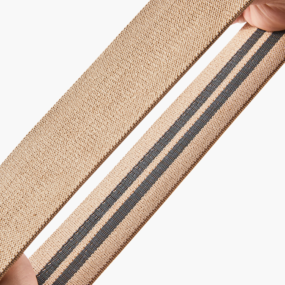 Cream fabric resistance band with non-slip inner grip