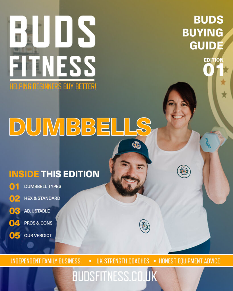 Liam and Abbie presenting the Buds Fitness beginner’s dumbbell buying guide