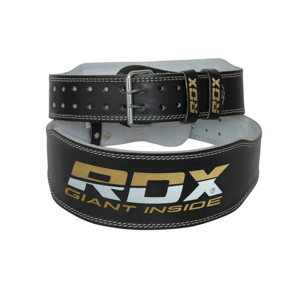 4 inch RDX black and gold squat and deadlift belt with wide leather back panel