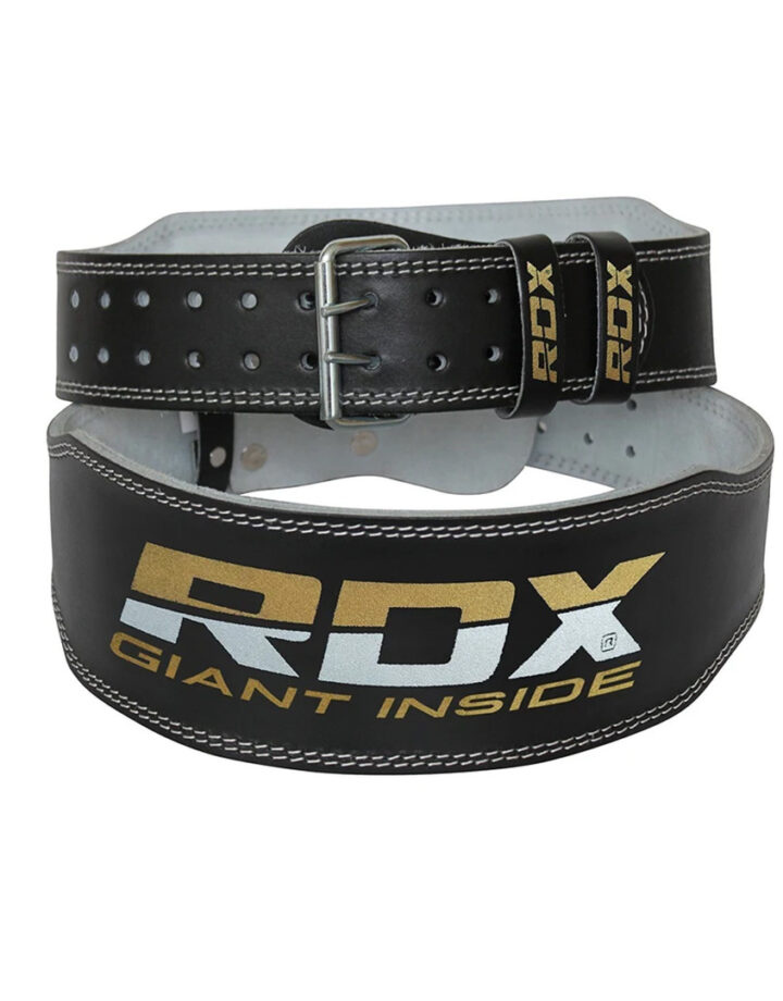 4 inch RDX black and gold squat and deadlift belt with wide leather back panel