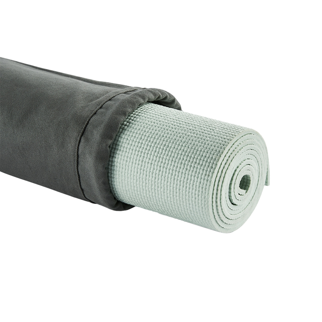 Cotton yoga mat carry bag in sage grey