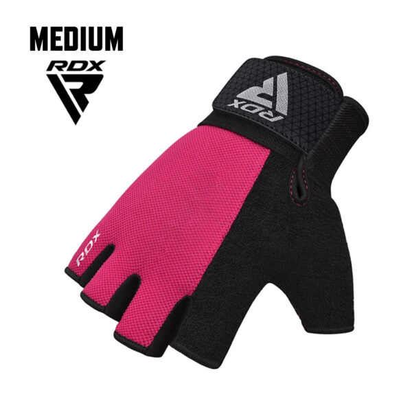 RDX, W1 Pink Open-Finger Weightlifting Gloves - Medium