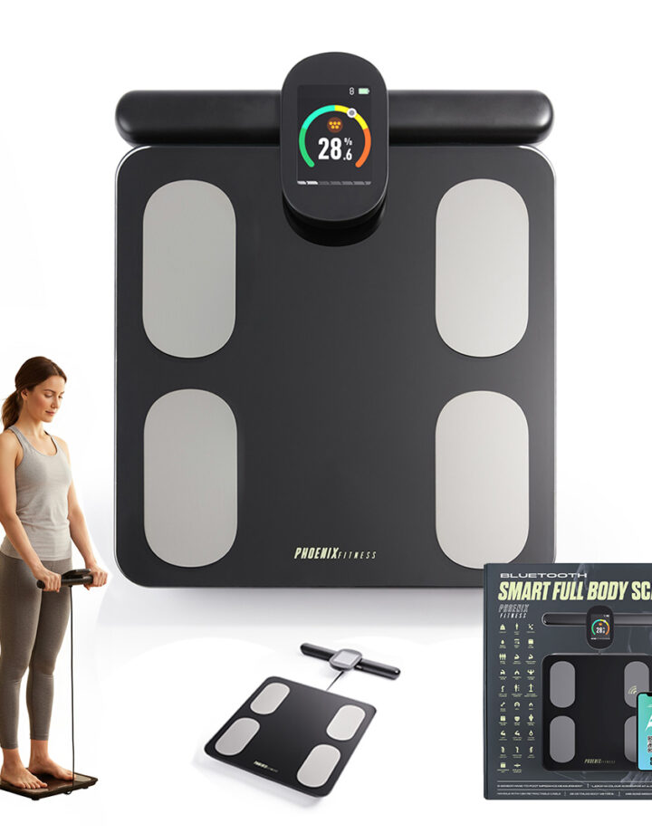 Smart body composition scales with full body measuring handle and colour display