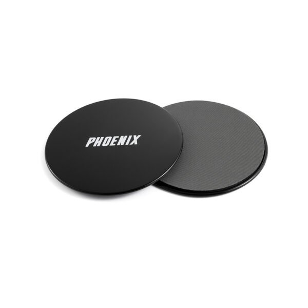 Phoenix Fitness black core sliders for abs planks and mountain climbers