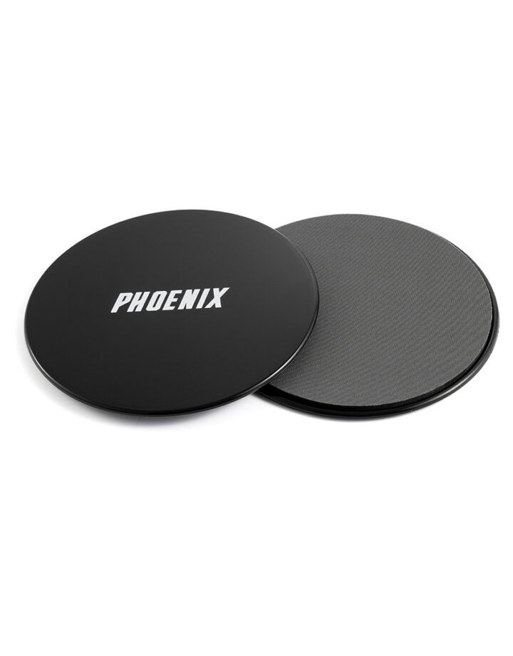 Phoenix Fitness black core sliders for abs planks and mountain climbers